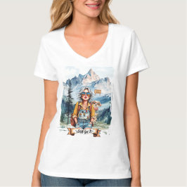 Heeft het nog steeds! Boho hippie dame die bergen  T-shirt