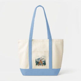 Heeft het nog steeds! Boho hippie-dame die bergen  Tote Bag
