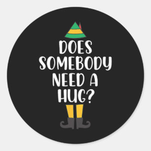 Heeft iemand een knuffel kerst elf buddy plezier n ronde sticker