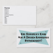 Heeft iemand gevraagd om een spraaktaalpatholoog? visitekaartje (Voorkant / Achterkant)