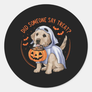 Heeft iemand snoep gezegd_ Halloween Labrador hond Ronde Sticker