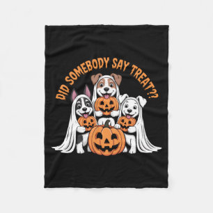 Heeft iemand traktatie gezegd Funny Halloween hond Fleece Deken