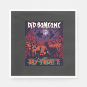 Heeft iemand traktatie Halloween Alpaca Heks Maan  Servet