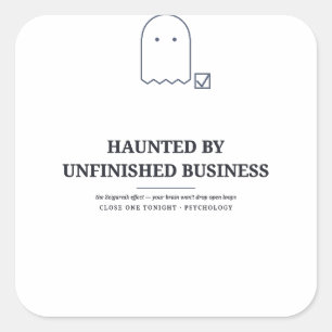 Heeft last van onafgemaakte zaken — Spök sticker