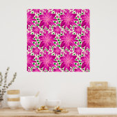 Heeft Roze Bloem Naadloos Patroon Poster (Keuken)