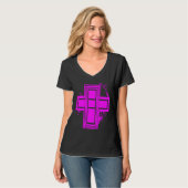 Heeft Roze Grunge Graffiti Kruis T-shirt (Voorkant volledig)