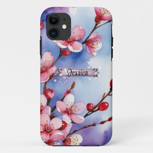 Heeft Roze Kersenbloesem Paarse iPhone / iPad hoes (Achterkant)