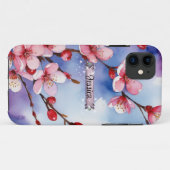 Heeft Roze Kersenbloesem Paarse iPhone / iPad hoes (Achterkant (horizontaal))