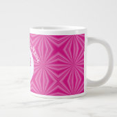 Heeft Roze Zig-Zag Kruis Roze Wit Gepersonaliseerd Grote Koffiekop (Rechts)