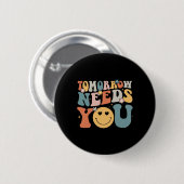 Heeft u mentale gezondheid bewustzijn Groovy Retro Ronde Button 5,7 Cm (Voorkant /achterkant)