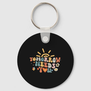 Heeft u mentale gezondheid bewustzijn groovy retro sleutelhanger