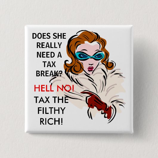 HEEFT ZIJ EEN BELASTINGSCHADE NODIG? VIERKANTE BUTTON 5,1 CM (Voorkant)