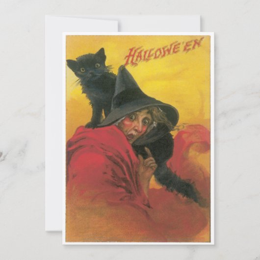  heek en zwarte kat Halloween Kaart (Voorkant)