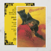  heek en zwarte kat Halloween Kaart (Voorkant / Achterkant)