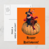 heek en zwarte kat-halloween-Kaart Feestdagenkaart (Voorkant / Achterkant)