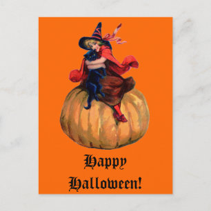 heek en zwarte kat-halloween-Kaart Feestdagenkaart