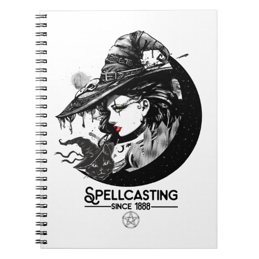 heek en zwarte kat Wiccan Wicca Spellcasting Notitieboek (Voorkant)