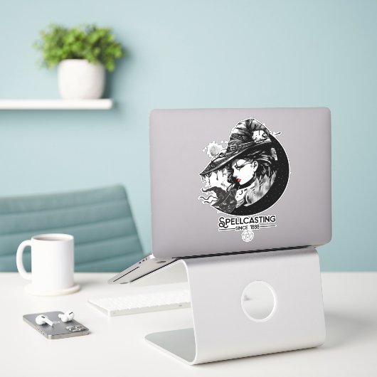 heek en zwarte kat Wiccan Wicca Spellcasting Sticker (Laptop op bureau)