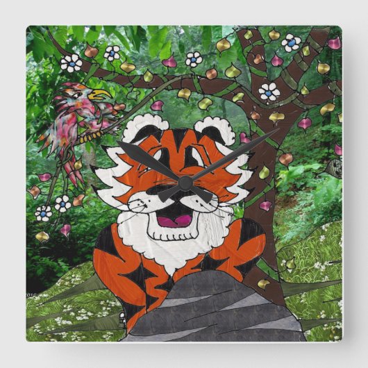 Heek onze planeet Eco Team Tgrr Tiger Clock Vierkante Klok (Voorkant)