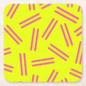 Heel 80s Retro Pattern Neon Yellow Magenta roze Kartonnen Onderzetters (Voorkant)
