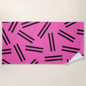 Heel 80s Retropatroonpatroon in Hot Pink en Black Strandlaken (Voorkant)