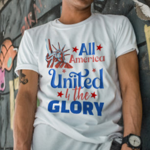 Heel Amerika verenigd 4de glorie vrijheid Sterren T-shirt