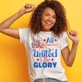 Heel Amerika verenigd 4de glorie vrijheid Sterren T-shirt