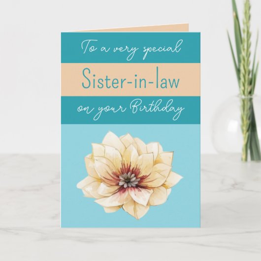 Heel bijzonder Sister-in-law bloem blauwe verjaard Kaart (Voorkant)