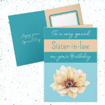 Heel bijzonder Sister-in-law bloem blauwe verjaard Kaart<br><div class="desc">Vier je geweldige schoonzus met deze charmante bloemenkaart! Het is perfect om haar te laten zien hoeveel ze voor je betekent. Of ze nu je partner in crime is of de beste adviseur-gever, deze kaart voegt een doordachte touch toe aan haar speciale dag. Laat haar glimlachen en voel me echt...</div>