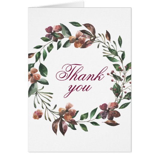 Heel Blauwgroen en Burgundy Floral Wreath bedankt (Voorkant)