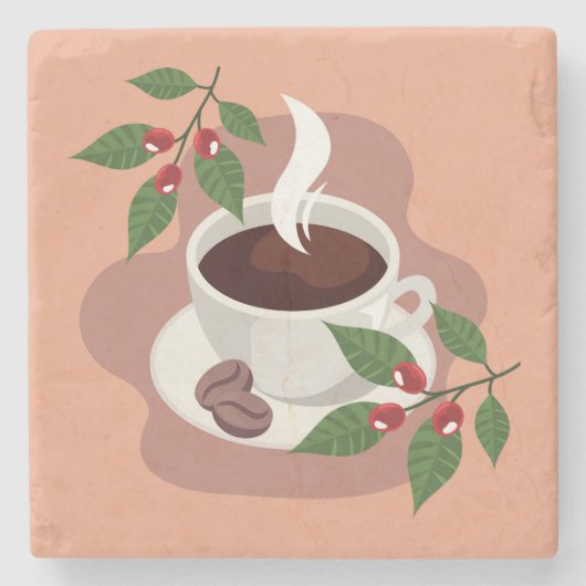 Heel Cool en Schattig Koffie of Java Stenen Onderzetter (Voorkant)