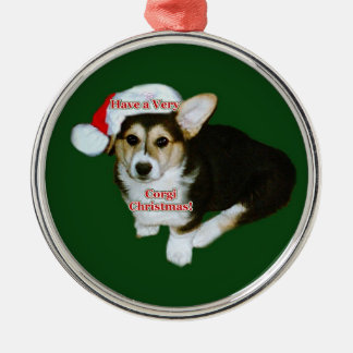 Heel Corgi Kerstmis Gimli Pup Prem. Round Ormena Metalen Ornament