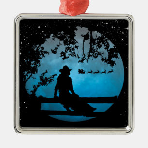 Heel Cute Cowgirl en kerstkerstversiering Metalen Ornament