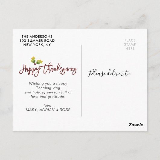 Heel dankbaar | Thanksgiving Briefkaart (Achterkant)