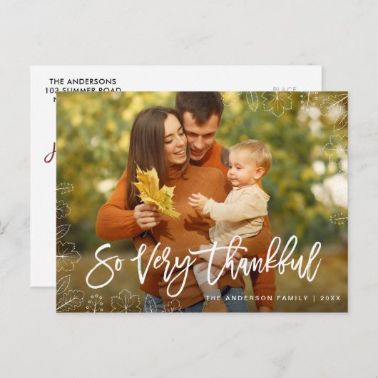 Heel dankbaar | Thanksgiving van het gezin Briefkaart (Voorkant / Achterkant)