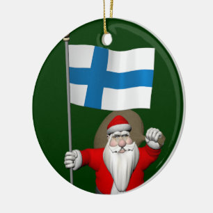 Heel de Kerstman met Vlag van Finland Keramisch Ornament