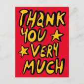 HEEL ERG BEDANKT Bubble Letters Geel Rood Briefkaart (Voorkant)