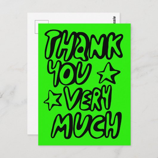 HEEL ERG BEDANKT Bubble Letters Limoen CUSTOM Briefkaart (Voorkant / Achterkant)