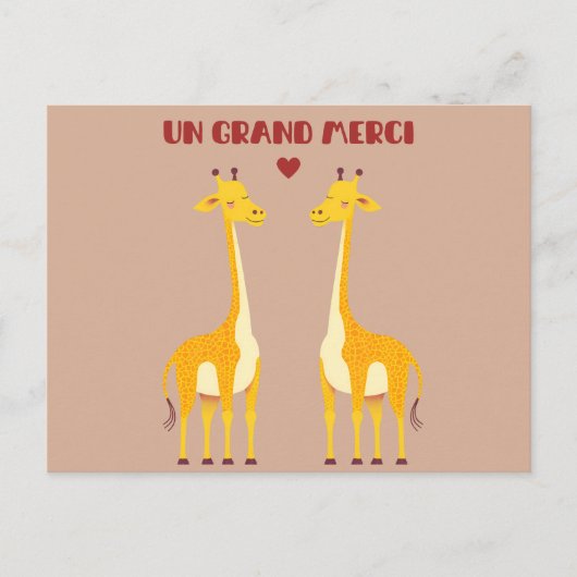 Heel erg bedankt, giraffe briefkaart (Voorkant)