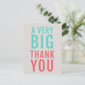 Heel erg bedankt | Modern Turquoise Coral Cute Briefkaart (Staand voorkant)