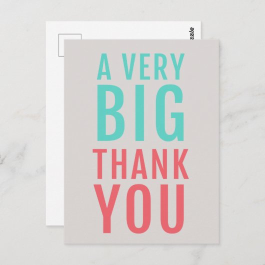 Heel erg bedankt | Modern Turquoise Coral Cute Briefkaart (Voorkant / Achterkant)