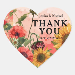 🌻Heel erg bedankt Sunny Petals & Scarlet Blooms Hart Sticker