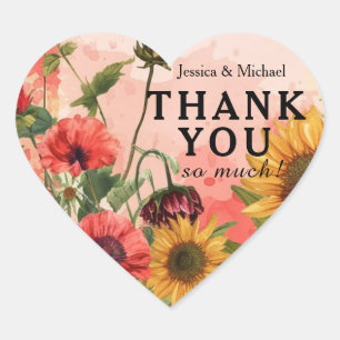 🌻Heel erg bedankt Sunny Petals & Scarlet Blooms Hart Sticker