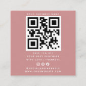 Heel erg bedankt voor je QR-code | Roze Vierkante Visitekaartje (Achterkant)