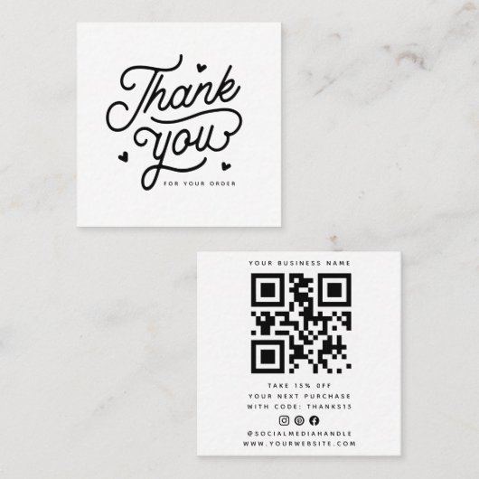 Heel erg bedankt voor je QR-code Vierkante Visitekaartje (Voorkant / Achterkant)