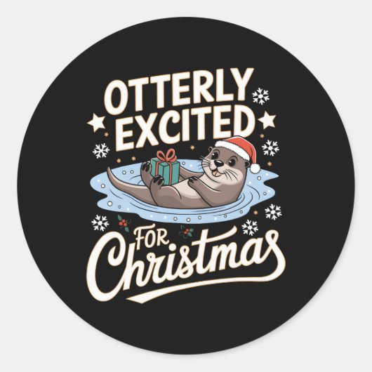 Heel erg benieuwd naar Christmas Otter Dierenvrien Ronde Sticker (Voorkant)
