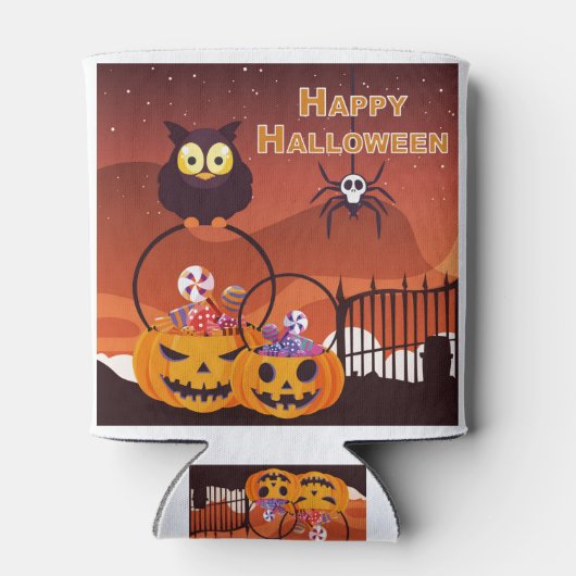 Heel fijn, gelukkig halloween ontwerp blikjeskoeler (Achterkant)