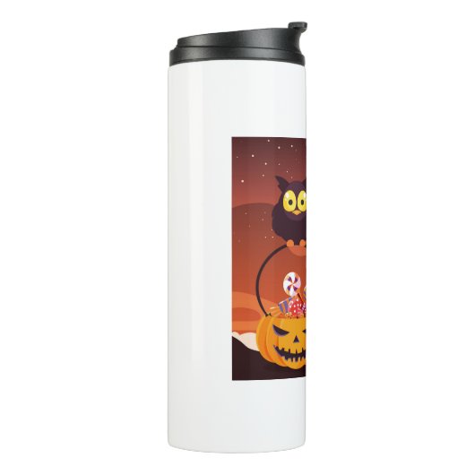 Heel fijn, gelukkig halloween ontwerp thermosbeker (Gedraaid links)