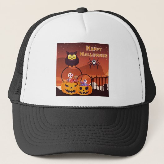Heel fijn, gelukkig halloween ontwerp trucker pet (Voorkant)
