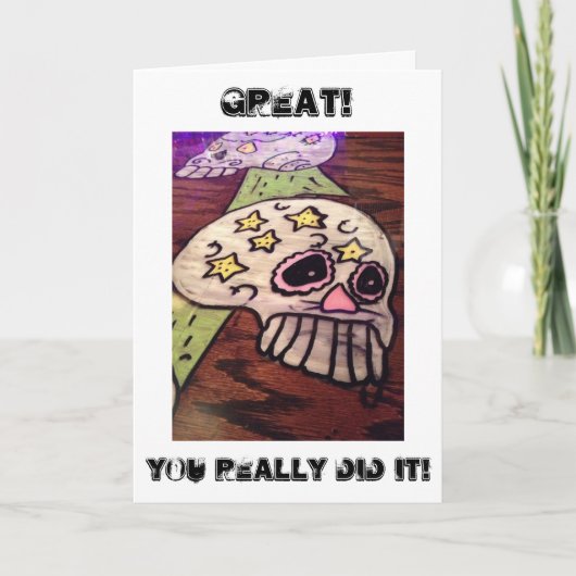 HEEL GEK SKELET OP "JE" OVER DE HEUVEL VERJAARDAG KAART (Voorkant)